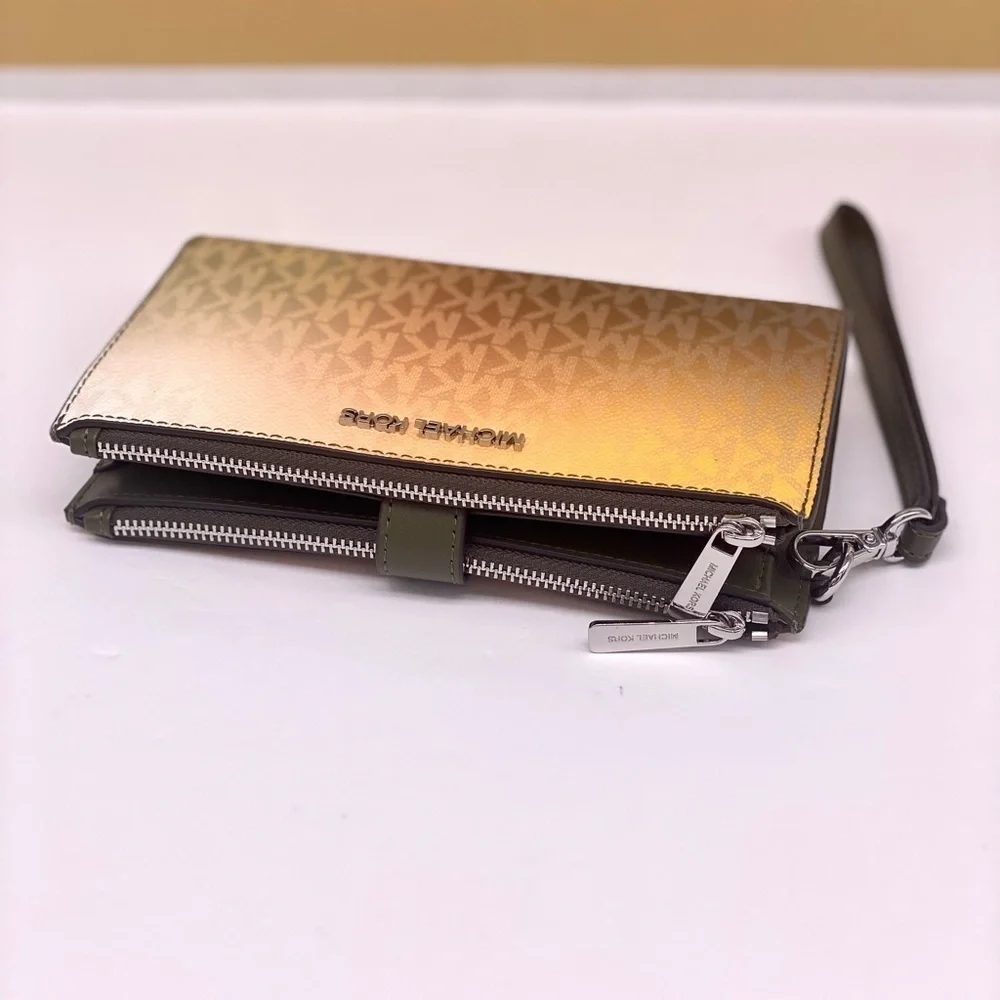 MICHAEL KORS Jet Set Lg Ombré Signature Logo Wallet Wristlet Phone Holder